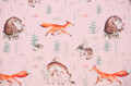 Sweat French Terry mit Fuchs Bär Reh Igel Wald rosa 50 x 145 cm Bio-Baumwolle