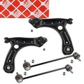2x febi Querlenker + Koppelstange für VW POLO 5 A1 IBIZA 4 FABIA 3 RAPID vorne