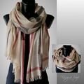 Damen Schal Scarf Herren Schal Loop Tuch Halstuch Fransen Karo beige schwarz rot