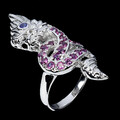 925 Sterlingsilber Ring Rhodolit Granat Tansanit Edelstein Schmuck Größe 8.5