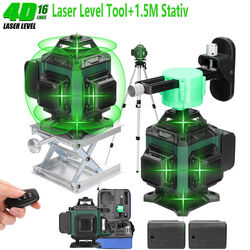 4D 16 Line Laser Level Wasserwaage 360° Kreuzlinienlaser Selbstnivellierend Grün