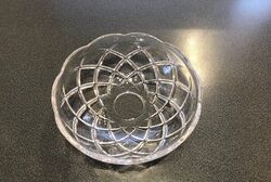 KRONLEUCHTER KRISTALL GLAS BOBCHECHE SCHALE PFANNE TABLETT 115 MM 