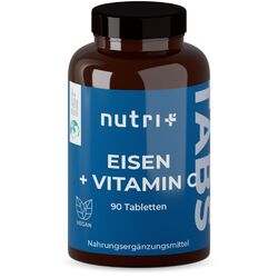 Eisen Tabletten hochdosiert + Vitamin C - Eisentabletten 50mg Nahrungsergänzung⭐⭐⭐⭐⭐ Premiumqualität vom Hersteller - Eisenbisglycinat