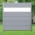 WPC Zaun XL Komplettset grau Steingrau Sichtschutzzaun Dekor Glas 180x180 cm