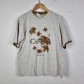 Vintage Montreal Kanada T-Shirt Herren mittelgrau Blumenmuster Tourist Urlaub Grafik