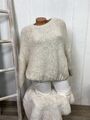 Italy Oversized Strickpulli Kurzpullover Beige Creme One Size bis 42 Mohair