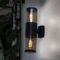 Wandleuchte Außenleuchte Fassadenlampe 2-Flammig Up Down Edelstahl rauch schwarz