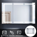 Edelstahl Spiegelschrank 105cm Badezimmerspiegel mit LED Beleuchtung Steckdose