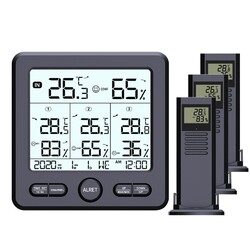 Digital FUNK Wetterstation Thermometer Hygrometer, mit 3 Innen Außen Sensor DE