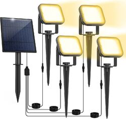 4er RGB LED Solarstrahler Solarleuchte Solarlampe Gartenstrahler Spot Light