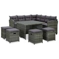 21-tlg. Gartenmöbel Gartenset mit Auflagen Poly Rattan Ecksofa Lounge Garnitur 