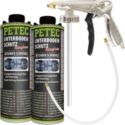 2 LITER PETEC UNTERBODENSCHUTZ BITUMEN ROSTSCHUTZ SCHWARZ + TECPO SPRÜHPISTOLE