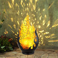 Solarlampe Leuchte Außenlampe Gartendeko schwarz gold Flammenoptik IP44 Akku LED