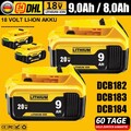 Für DeWalt Akku 18V 9Ah/8Ah XR Li-Ion Batterie DCB182 DCB184-XJ DCB183-XJ DCB184