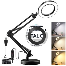 2-in-1 Lupe mit Licht und Ständer 10X 15X Lupenleucht Dimmbare Schreibtischlampe