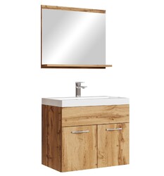 Badezimmer Badmöbel-Set Montreal 02 60cm Waschbecken Eiche - Unterschrank Wascht