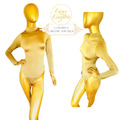 SATIN DE LUXE GALAXY BODY by Wolford L Large gold metallic Langarm Glanz Samt