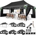 Pavillon 3x6M Wasserdicht Stabil Winterfest, Faltbar Partyzelt mit Seitenwänden/