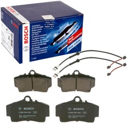 BOSCH BREMSBELÄGE + WARNKONTAKTE HINTEN passend für PORSCHE BOXSTER CAYMAN 987
