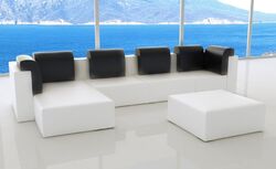XXL WOHNLANDSCHAFT 5 TEILE MODULARES SOFA KUNSTLEDER RÜCKENPOLSTER BETT FARBEN