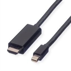 VALUE Mini DisplayPort Kabel Mini DP-Stecker an UHDTV-Stecker schwarz 2 m