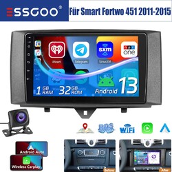 9" Android 13 Carplay Für Smart Fortwo 451 2011-2015 Autoradio GPS Navi 32G +Kam