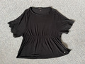 T-shirt v. Street One, schwarz, Gr. 44 m.Gummizug u.dekorativen Ärmeln, top