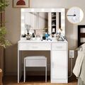 LED Schminktisch Frisiertisch mit Spiegel und 2 Schubladen MDF Holz Vanity Set