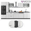 Küchenzeile Küchenblock Einbauküche R-Line 350 cm Landhaus Weiß Küche Vicco