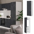 Kühlumbauschrank R-Line Schwarz Beton Weiß 60 cm Vicco