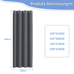 Outdoor Vorhang 1/2er Set UV-Schutz Gardinen Rasen Wasserdicht mit Ösen Garten