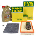MANN Filterset 3-tlg + 5L CASTROL 5W30 Motoröl für VW GOLF 4 A3 1.6 1.8 / T 2.0