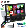 Autoradio 1 DIN 7 Zoll Android 13 Ausfahrbarem Display DAB+ GPS NAV Kamera 2+64G
