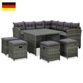 6-tlg. Garten-Lounge Set mit Auflagen Polyrattan Lounge-Möbel Sitzgruppe Garten