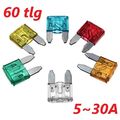 Kfz Mini Flachsicherungen Sortiment 60tlg Autosicherung Stecksicherung 5-30A Kit