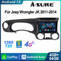 10" für Jeep Wrangler JK 2011-2014 8 kern 64GB Android 13 Autoradio Carplay GPS