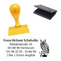 Eule mit Buch - Stempel mit Stempelkissen Holzstempel Exlibris Adresse 50x30mm