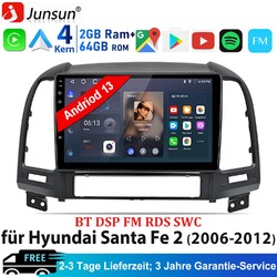 2+64G Für Hyundai Santa Fe 2 2006-2012 Android 13 Autoradio GPS Navi WIFI FM RDS