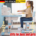 Kinder Schreibtisch und Stuhl Set mit Schublade, Buchständer–Blau，Pink