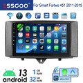9" Carplay Android 13 32G Autoradio GPS Navi RDS BT Für Smart Fortwo 451 2011-15