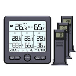 Digital Wetterstation Thermometer Hygrometer mit 3 Innen Außen Sensor