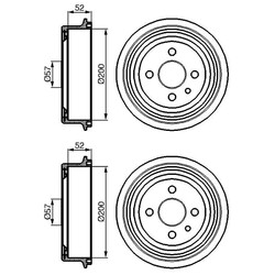 2X BOSCH 200mm BREMSTROMMELN HINTEN PASSEND FÜR CHEVROLET LANOS DAEWOO ESPERO