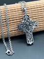 Edelstahl Anhänger 316L Kreuz Jesus Orthodox Kruzifix Silber Herren Halskette