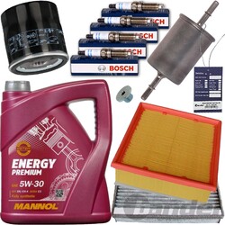 FILTER-SET INSPEKTIONS-PAKET+ZÜNDKERZEN+5L 5W30 MOTORÖL passend für OPEL ASTRA G