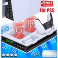 PS5 Controller Dual Ladestation PS5 Standfuß mit Lüfter Kühler für PlayStation 5