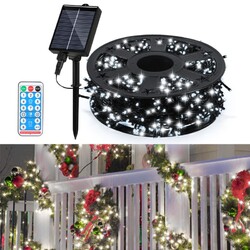 LED Solar Lichterkette Timer Außen Beleuchtung Drahtlichterkette Weihnachtsdeko