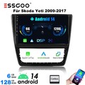 8-Kern 6G+128G Android 14 Carplay Autoradio GPS DSP NAV Für Skoda Yeti 2008-2013