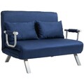 2-Sitzer Sofa mit Schlaffunktion, Schlafsofa mit Verstellbarer Rückenlehne, Blau