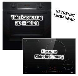 Herdset Bosch Backofen Auszug + Midea Flex-Induktionskochfeld autark 77cm NEU