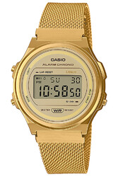 CASIO Digitaluhr Vintage Goldfarben mit Milanaiseband A171WEMG-9AEF